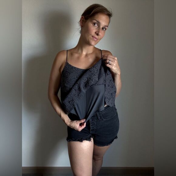 American Eagle Lace Trapeze Top Lined Small Dark Gray Festival - Picture 5 of 11